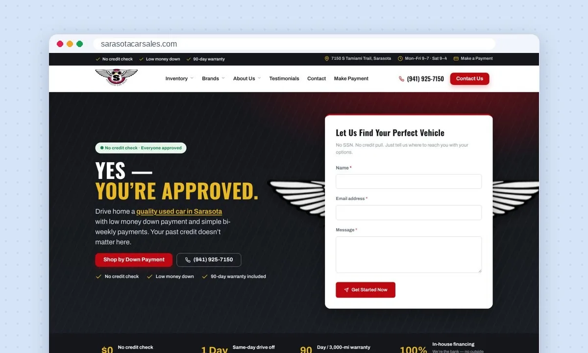 Sarasota Car Sales website