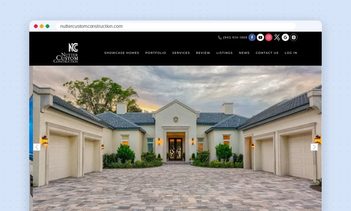 Nutter Custom Construction website